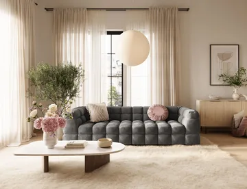 Elise 4-sits Bubblig Soffa - Mörkgrå - Möbler - Soffa - 4 sits soffa