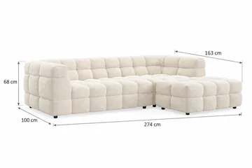 Elise 4-sits Bubblig Soffa med Divan Höger - Beige - Möbler - Soffa - Divansoffa & schäslongsoffa - 4 sits soffa med divan