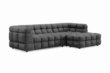 Elise 4-sits Bubblig Soffa med Divan Höger - Mörkgrå - Möbler - Soffa - Divansoffa & schäslongsoffa - 4 sits soffa med divan