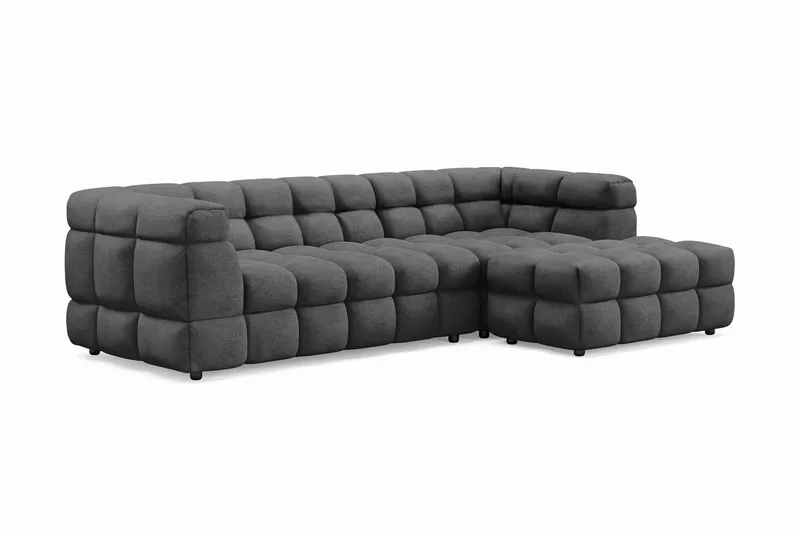 Elise 4-sits Bubblig Soffa med Divan Höger - Mörkgrå - Möbler - Soffa - Divansoffa & schäslongsoffa - 4 sits soffa med divan