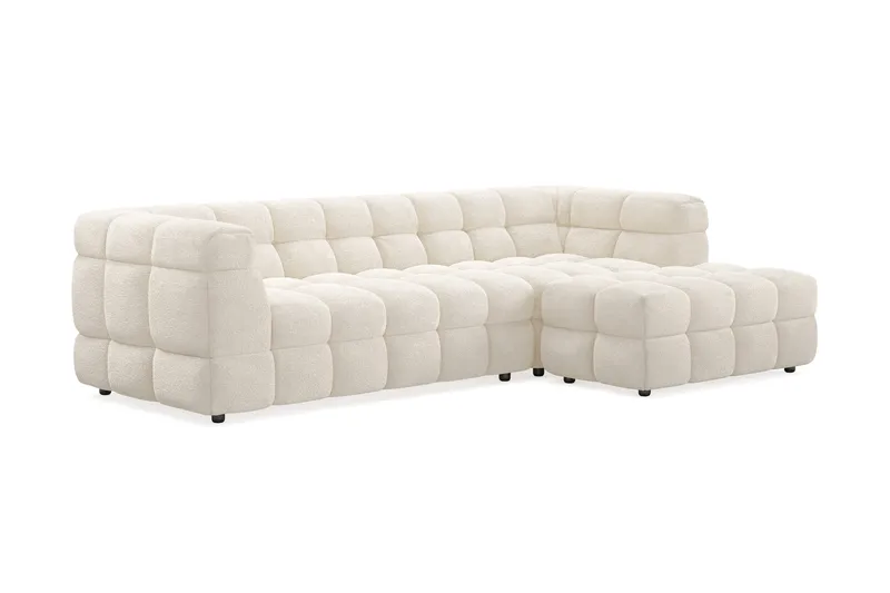 Elise 4-sits Högervänd L-formad Bubblig Divansoffa 274 cm i Bouclé - Gräddvit - Möbler - Soffa - Divansoffa & schäslongsoffa - 4 sits soffa med divan