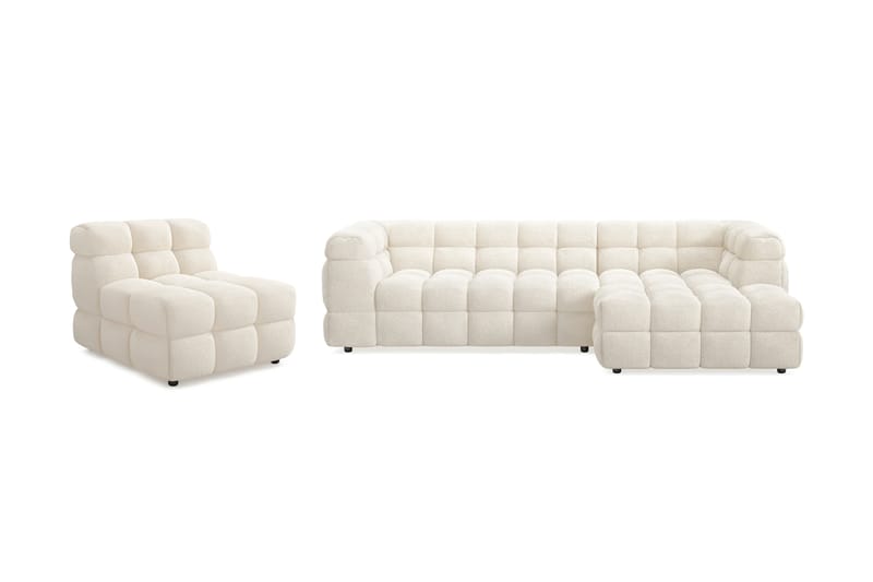 Elise Bubblig Soffgrupp 3-sits Divansoffa Höger + Fåtölj - Beige - Möbler - Soffa - Soffgrupp