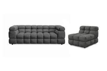 Elise Bubblig Soffgrupp 3-sits Soffa + Fåtölj - Mörkgrå - Möbler - Soffa - Soffgrupp