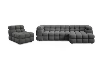 Elise Bubblig Soffgrupp 4-sits Divansoffa Höger + Fåtölj - Mörkgrå - Möbler - Soffa - Soffgrupp
