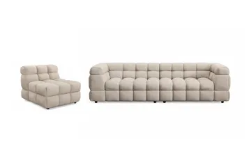Elise Bubblig Soffgrupp 4-sits Soffa + Fåtölj - Beige - Möbler - Soffa - Soffgrupp