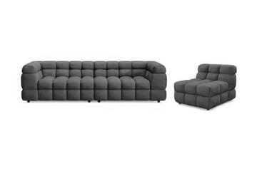 Elise Bubblig Soffgrupp 4-sits Soffa + Fåtölj - Mörkgrå - Möbler - Soffa - Soffgrupp