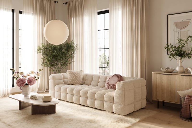 Elise Bubblig Soffgrupp 4-sits Soffa + Fåtölj - Beige - Möbler - Soffa - Soffgrupp