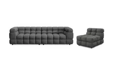 Elise Bubblig Soffgrupp 4-sits Soffa + Fåtölj - Mörkgrå - Möbler - Soffa - Soffgrupp