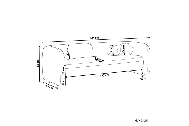 Fabion Soffa 3-sits - Cream - Möbler - Soffa - Sammetssoffa