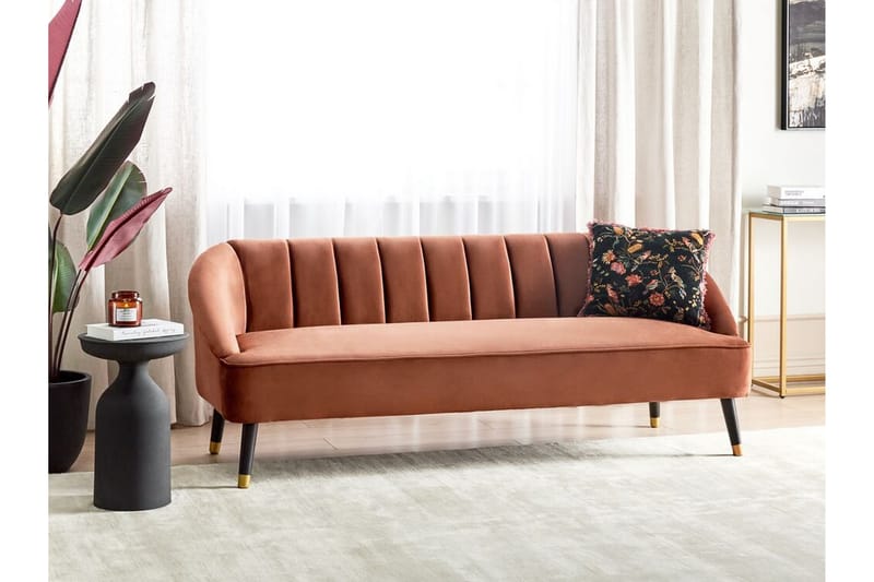 Farrin Soffa 3-sits - Brun/Svart/Guld - Möbler - Soffa - Sammetssoffa