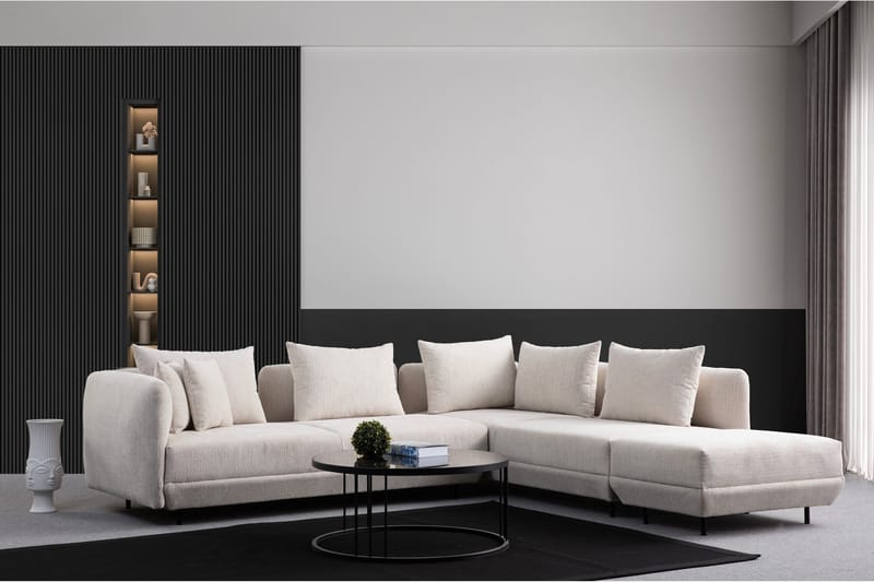 Floransa 4-sits Soffa med Divan - Vit - Möbler - Soffa - Divansoffa & schäslongsoffa - 4 sits soffa med divan