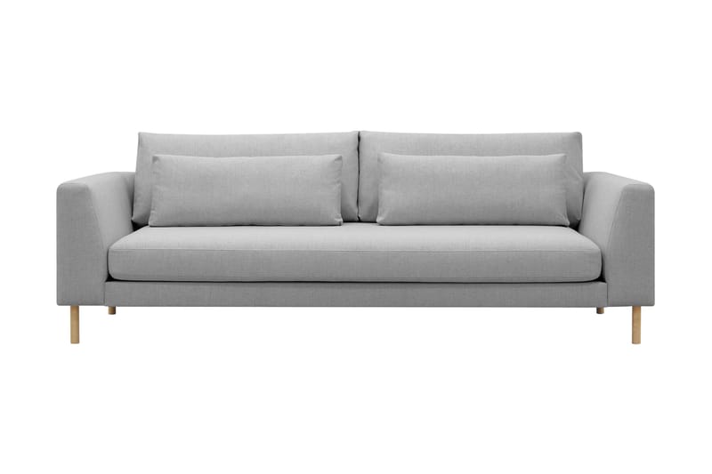 Florenz 3-sits Soffa med Breda Armstöd i Tyg, Ljusgrå