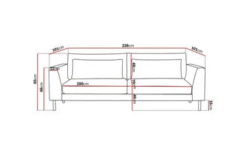 Florenz 3-sits Tygsoffa - Beige - Möbler - Soffa - 3 sits soffa