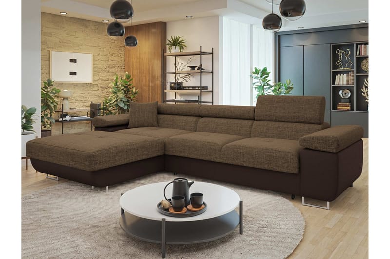 Gabina Soffa med Divan 3-sits - Brun - Möbler - Soffa - Skinnsoffa