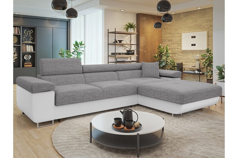 Gabina Soffa med Divan 3-sits - Grå/Vit - Möbler - Soffa - Skinnsoffa