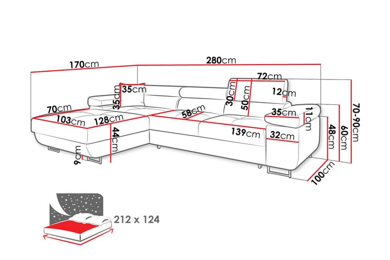 Gabina Soffa med Divan 3-sits - Grå/Vit - Möbler - Soffa - Skinnsoffa