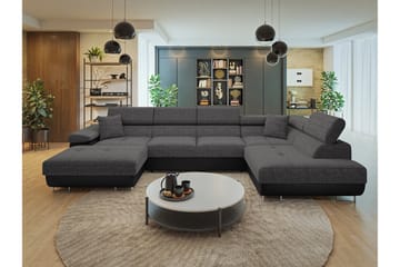 Gabina Soffa med Divan och Schäslong 4-sits - Svart/Grå - Möbler - Soffa - Divansoffa & schäslongsoffa - 4 sits soffa med divan