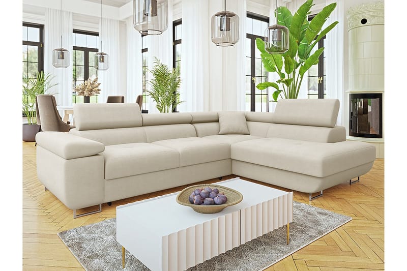 Gabina Soffa med Schäslong 3-sits - Beige - Möbler - Soffa - Sammetssoffa