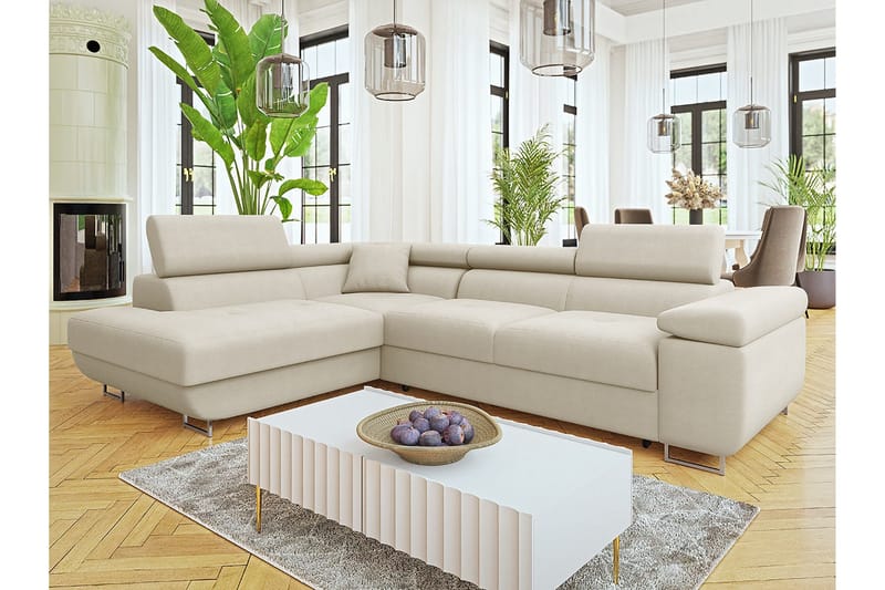 Gabina Soffa med Schäslong 3-sits - Beige - Möbler - Soffa - Sammetssoffa