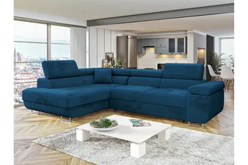 Gabina Soffa med Schäslong 3-sits - Blå - Möbler - Soffa - Divansoffa & schäslongsoffa - 3 sits soffa med divan