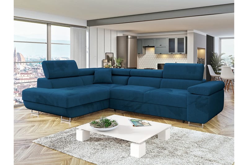 Gabina Soffa med Schäslong 3-sits - Blå - Möbler - Soffa - Divansoffa & schäslongsoffa - 3 sits soffa med divan