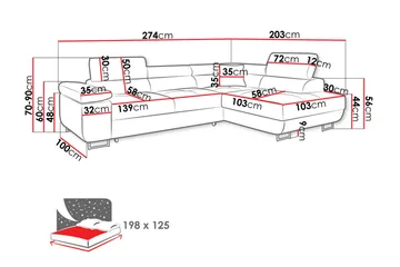 Gabina Soffa med Schäslong 3-sits - Röd - Möbler - Soffa - Sammetssoffa