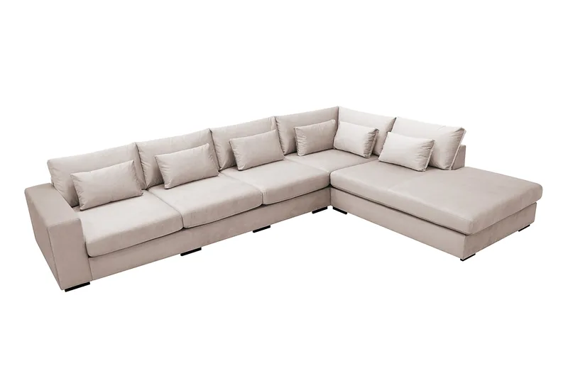Grande 5-sits Soffa med Schäslong Höger - Beige Sammet - Möbler - Soffa - Sammetssoffa