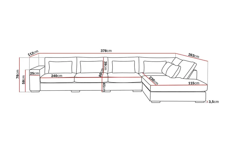 Grande 5-sits Soffa med Schäslong Höger - Beige Sammet - Möbler - Soffa - Sammetssoffa