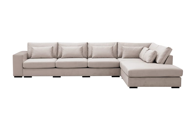 Grande 5-sits Soffa med Schäslong Höger - Beige Sammet - Möbler - Soffa - Sammetssoffa