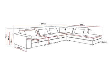 Grande 5-sits Soffa med Schäslong Höger - Beige Sammet - Möbler - Soffa - Sammetssoffa