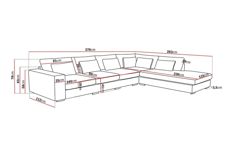Grande 5-sits Soffa med Schäslong Höger - Beige Sammet - Möbler - Soffa - Sammetssoffa