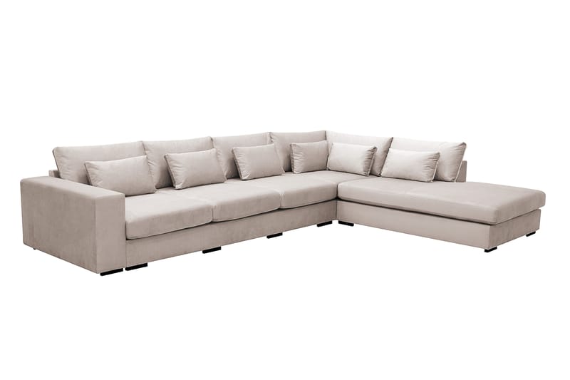 Grande 5-sits Soffa med Schäslong Höger - Beige Sammet - Möbler - Soffa - Sammetssoffa