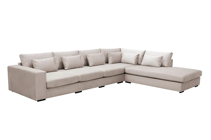 Grande 5-sits Soffa med Schäslong Höger - Beige Sammet - Möbler - Soffa - Sammetssoffa