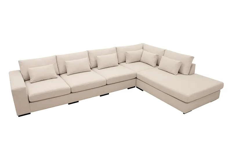 Grande 5-sits Soffa med Schäslong Höger - Beige Tyg - Möbler - Soffa - Divansoffa & schäslongsoffa