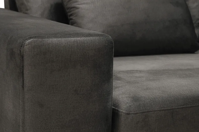 Grande 5-sits Soffa med Schäslong Höger - Mörkgrå Sammet - Möbler - Soffa - Sammetssoffa