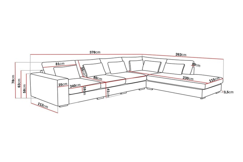 Grande 5-sits Soffa med Schäslong Höger - Mörkgrå Sammet - Möbler - Soffa - Sammetssoffa