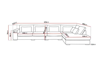 Grande 5-sits Soffa med Schäslong Höger - Mörkgrå Sammet - Möbler - Soffa - Sammetssoffa