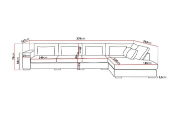 Grande 5-sits Soffa med Schäslong Höger - Mörkgrå Sammet - Möbler - Soffa - Sammetssoffa