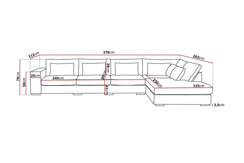 Grande 5-sits Soffa med Schäslong Höger - Mörkgrå Sammet - Möbler - Soffa - Sammetssoffa