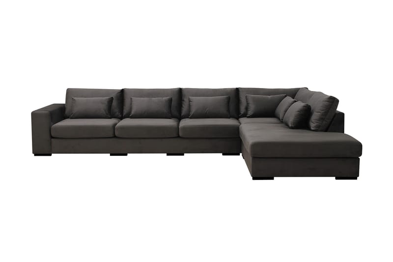 Grande 5-sits Soffa med Schäslong Höger, Mörkgrå Sammet