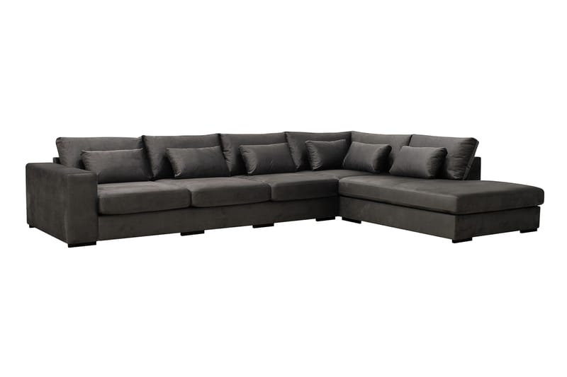 Grande 5-sits Soffa med Schäslong Höger - Mörkgrå Sammet - Möbler - Soffa - Sammetssoffa