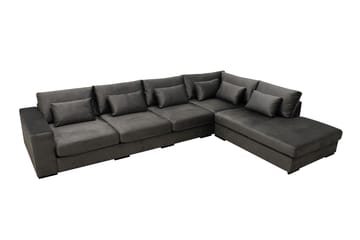 Grande 5-sits Soffa med Schäslong Höger - Mörkgrå Sammet - Möbler - Soffa - Sammetssoffa
