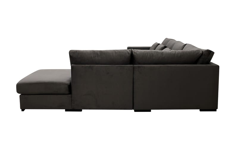 Grande 5-sits Soffa med Schäslong Höger - Mörkgrå Sammet - Möbler - Soffa - Sammetssoffa