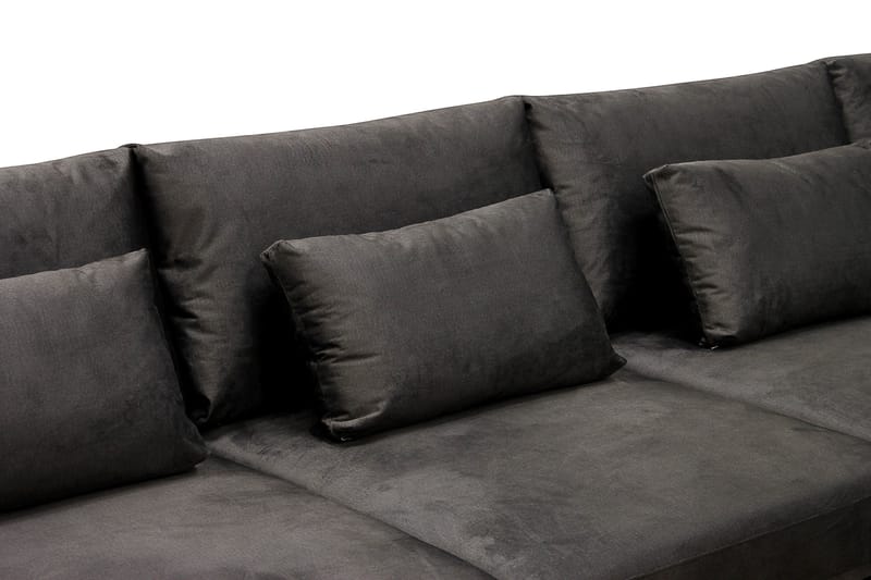 Grande 5-sits Soffa med Schäslong Höger - Mörkgrå Sammet - Möbler - Soffa - Sammetssoffa