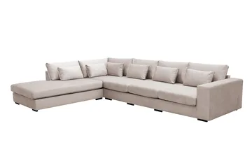 Grande 5-sits Soffa med Schäslong Vänster - Beige Sammet - Möbler - Soffa - Sammetssoffa