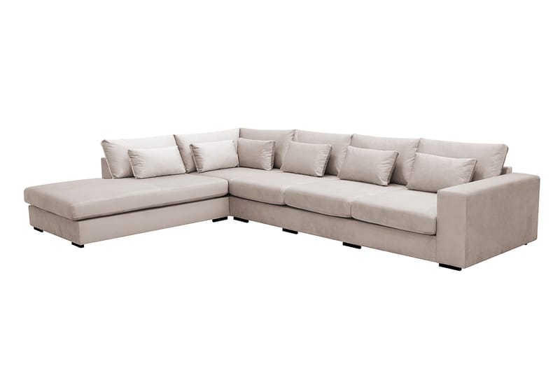 Grande 5-sits Soffa med Schäslong Vänster - Beige Sammet - Möbler - Soffa - Sammetssoffa