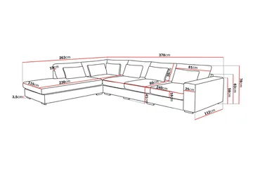 Grande 5-sits Soffa med Schäslong Vänster - Beige Sammet - Möbler - Soffa - Sammetssoffa