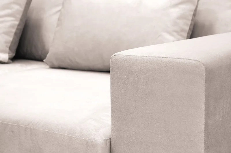 Grande 5-sits Soffa med Schäslong Vänster - Beige Sammet - Möbler - Soffa - Sammetssoffa