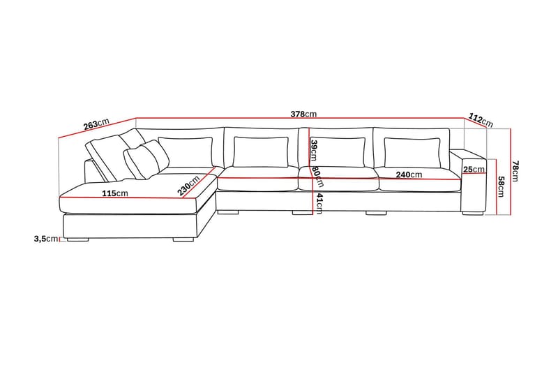 Grande 5-sits Soffa med Schäslong Vänster - Beige Sammet - Möbler - Soffa - Sammetssoffa