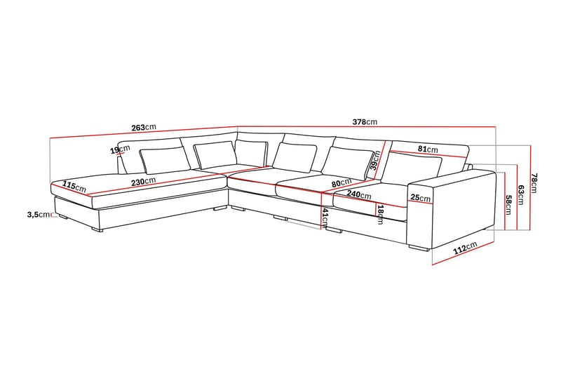 Grande 5-sits Soffa med Schäslong Vänster - Beige Tyg - Möbler - Soffa - Divansoffa & schäslongsoffa